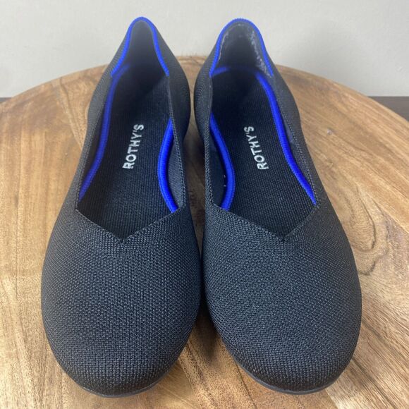Rothys The Round Toe Womens Black And Blue Size 11 Slip On Ballet Flats - Picture 3 of 8